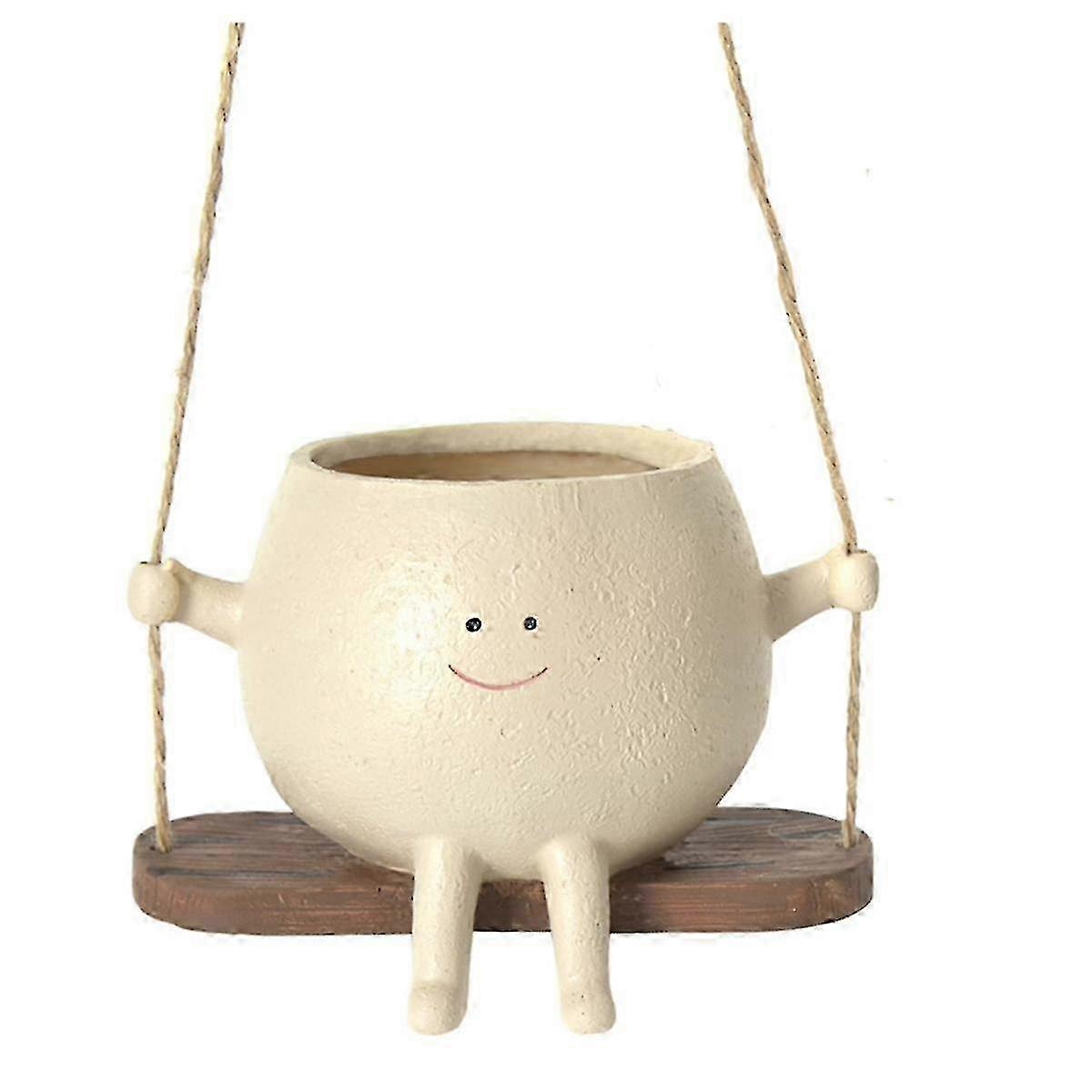 Resin Wall Planter with Smiling Face Design, Hanging Head Planter for Garden Accessories, Perfect for Adding Cheer to Your Outdoor Space