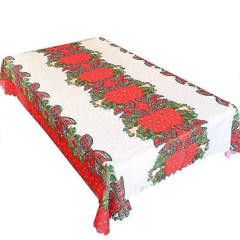 Christmas Printed Tablecloth with Bow 150x180cm Holiday Dining Set