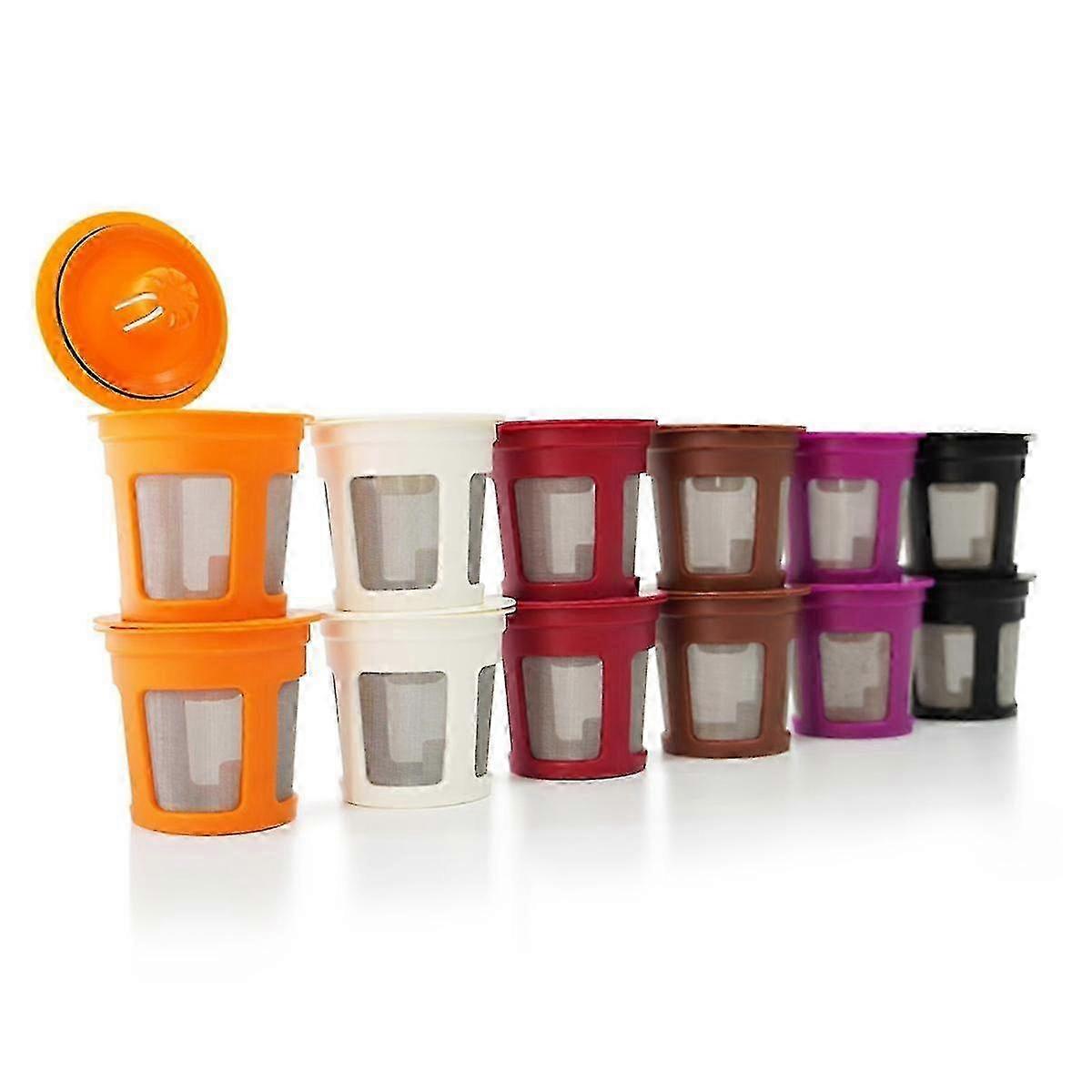 12pcs Reusable K Cups Compatible with Keurig Single Serve Coffee Machines, Universal Refillable Coffee Pod Filters for Most Brewers