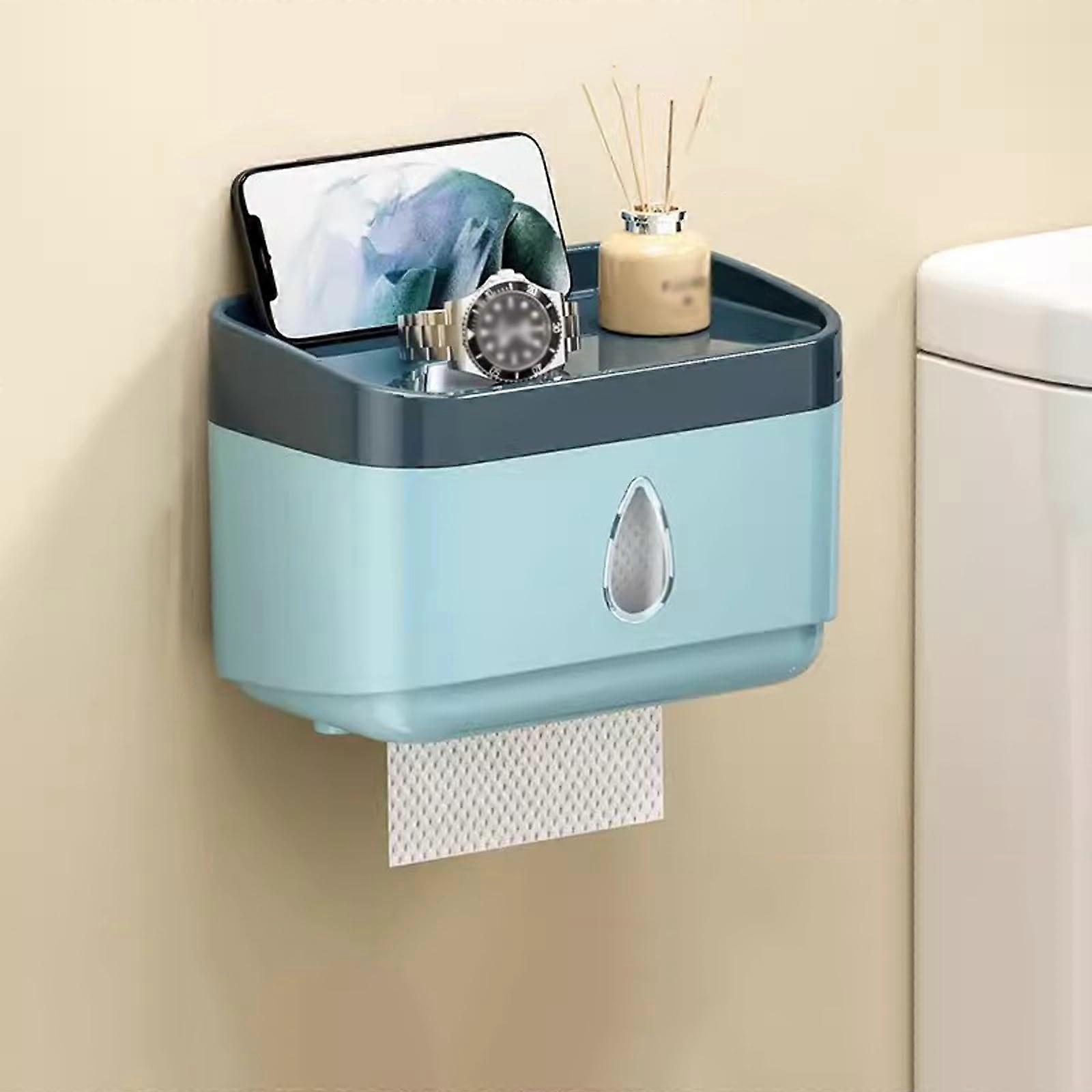 Tissue Box, Multifunctional Wall-Mounted Tissue Holder, Modern Plastic Tissue Storage for Bathroom, Bedroom, Desk