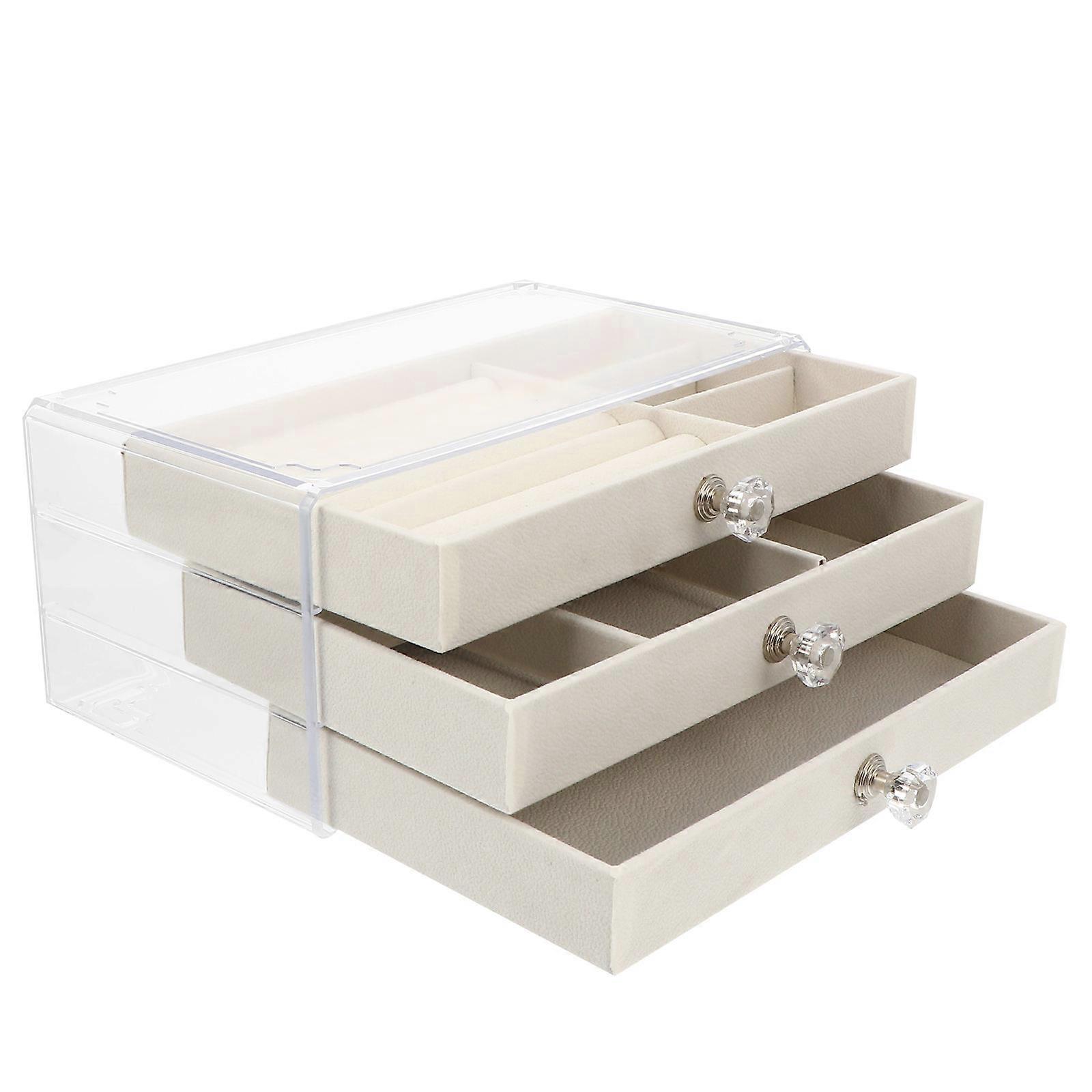 Jewelry Organizer Grid Organizer Home Use Beige Plastic 1Set