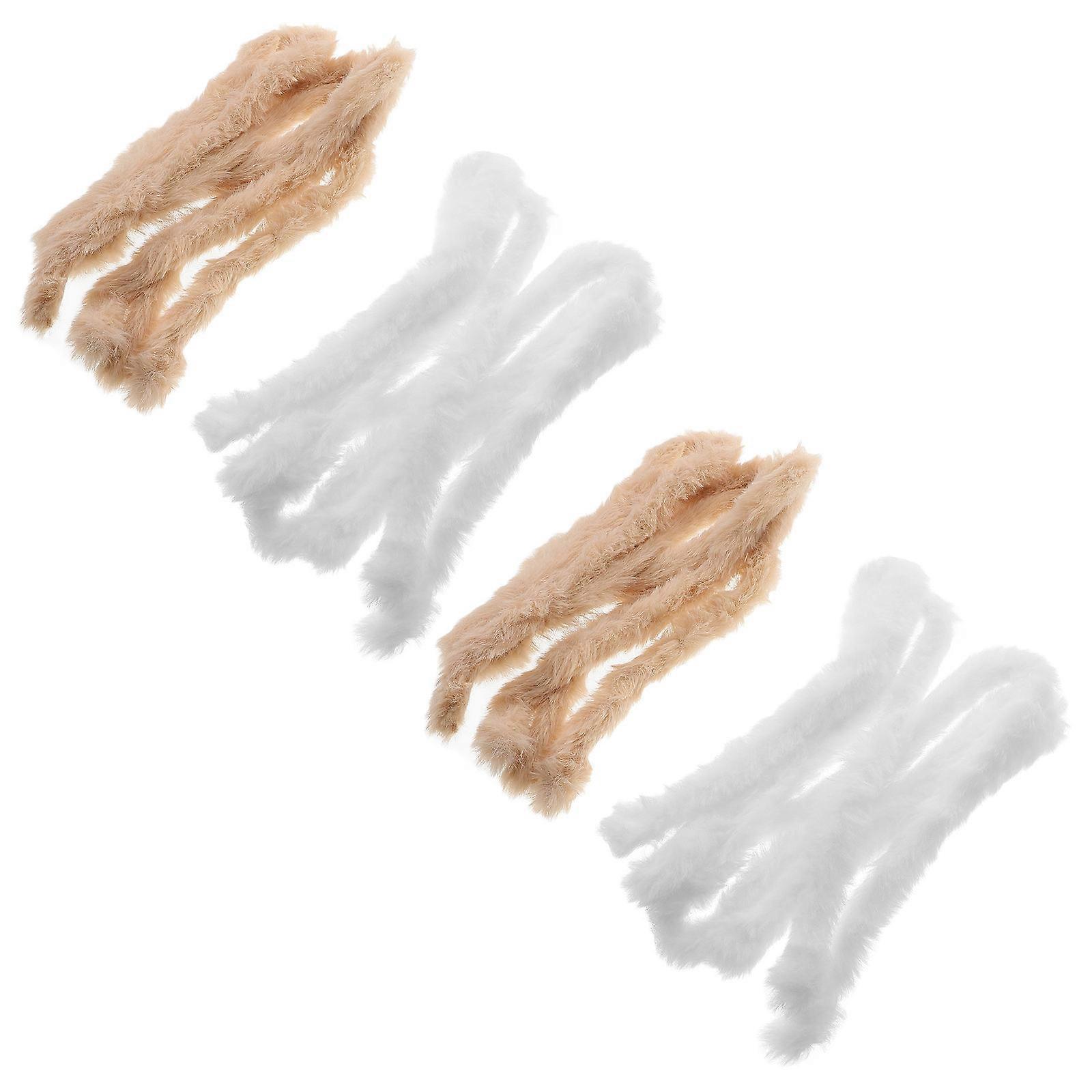 Sparkly Pipe Cleaners Fluffy Chenille Stems For Diy Projects White Plush Crafting 4Pcs