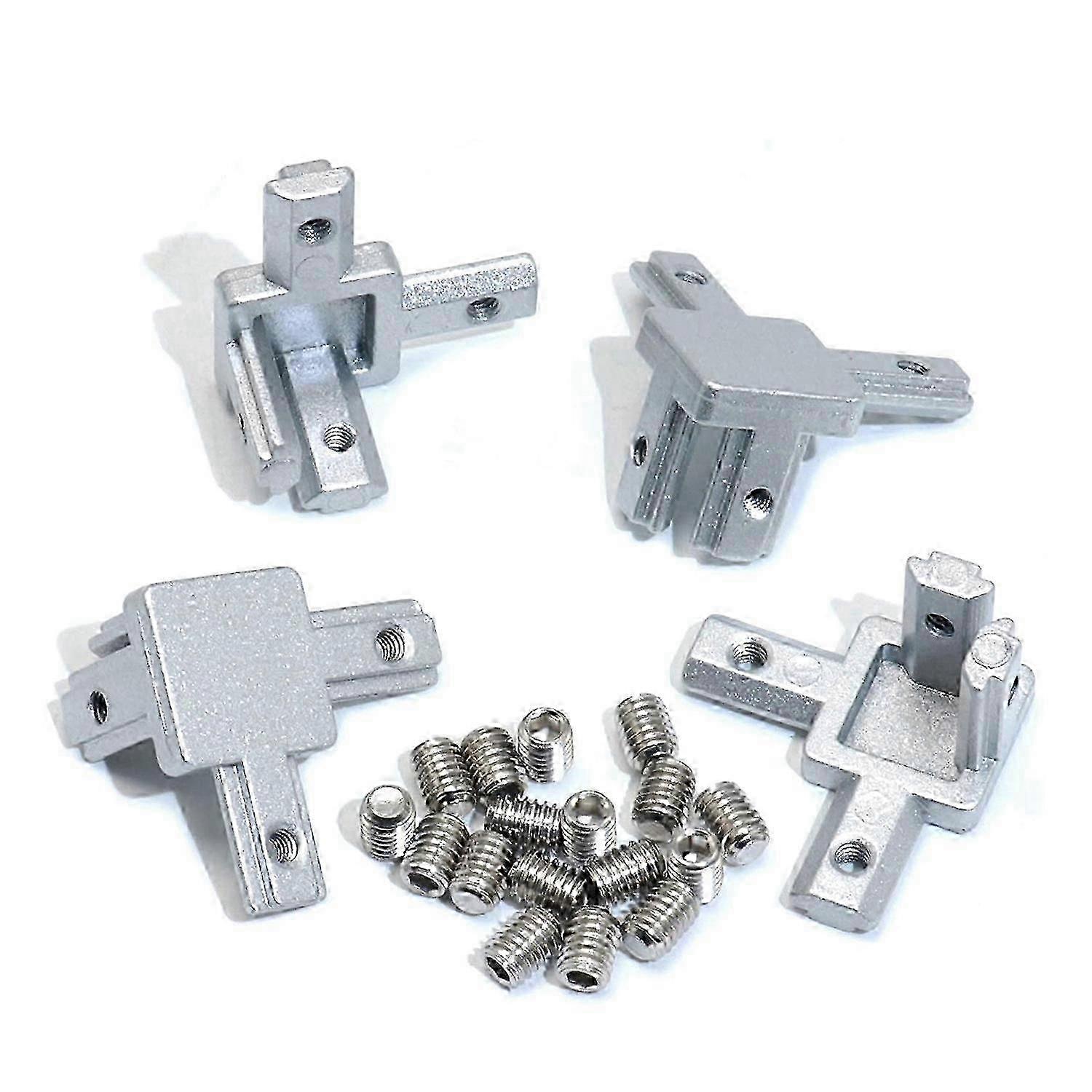 4Pc 2020 Series 3 Way End Corner Bracket Connector for 6mm T Slot 20 x 20mm Aluminum