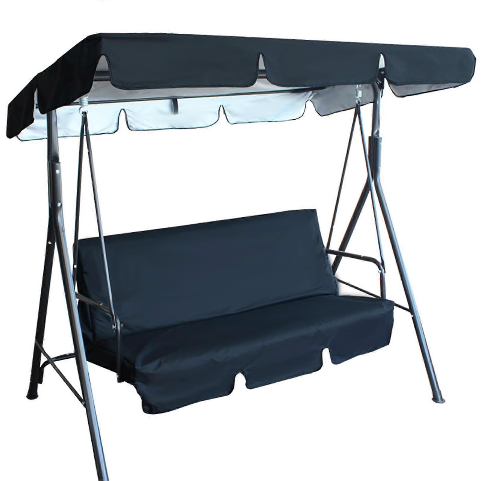 Ersatzüberdachung Gartenschaukelsitz 3-Sitzer Schwarz 210D Oxford-Gewebe Wasserdicht 142x120x18 cm