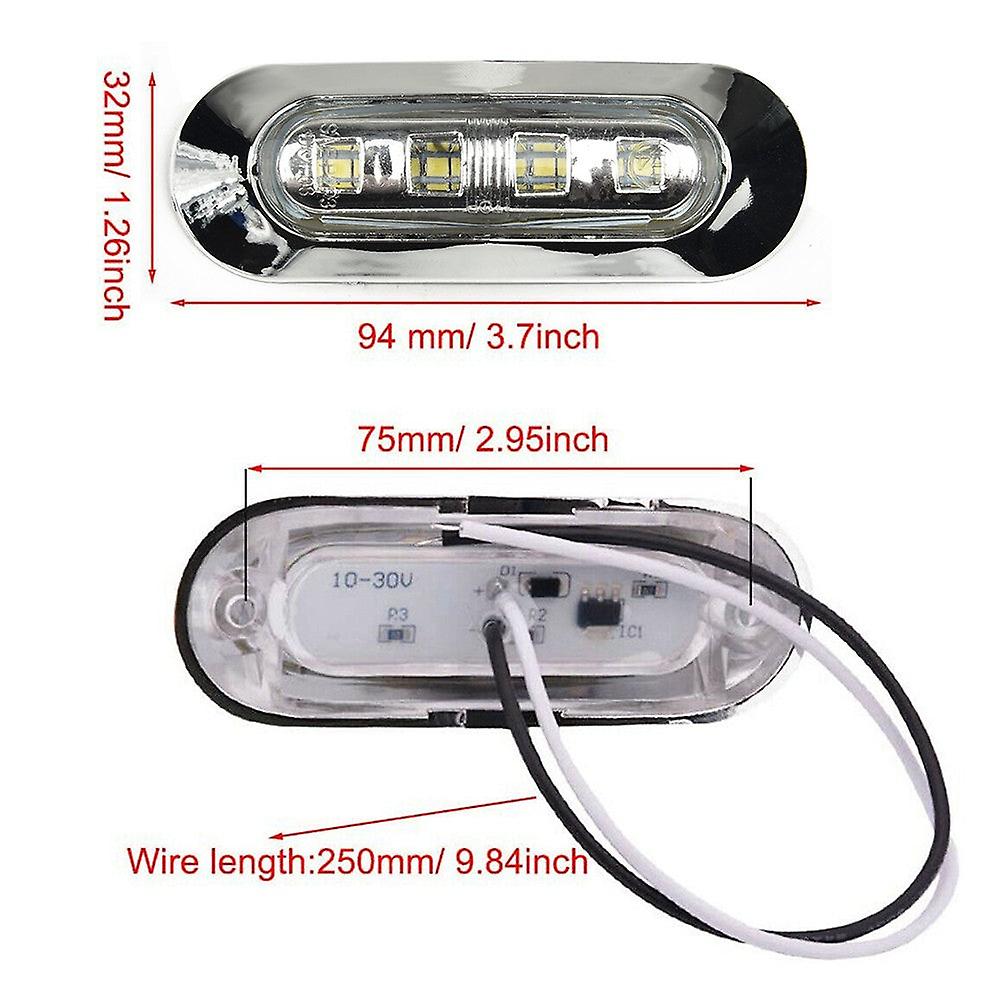 4x Marine Boat LED Deck Courtesy Lights - Waterproof IP67, 12V, White, 6000K