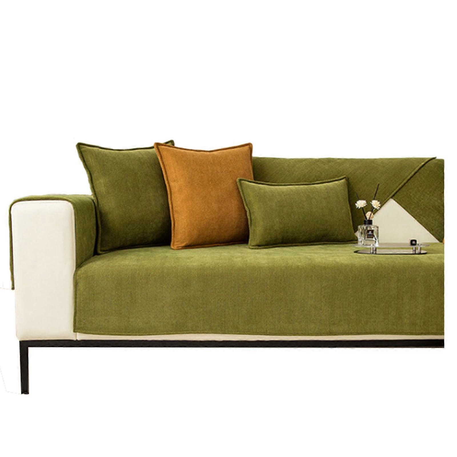 Chenille Sofa Cushion – Slipresistant, dustproof, and scratchproof protector for modular/Amara sofas (various sizes) Olive 90 x 160 cm