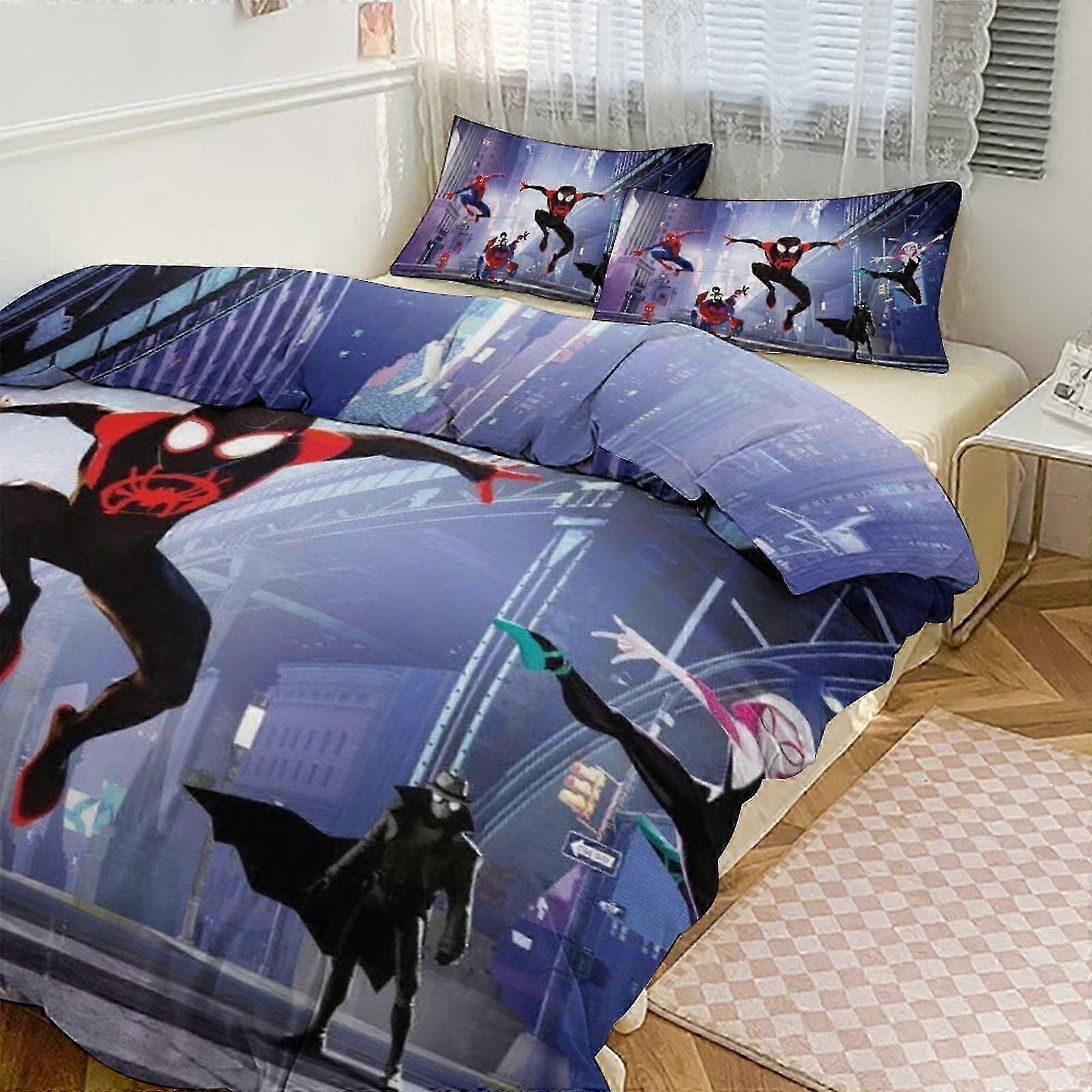 Bedding Set JP573 Spiderman Crawl 3 Piece Bed Set - Includes Reversible Comforter & Sheet Set - Fade Resistant Microfiber