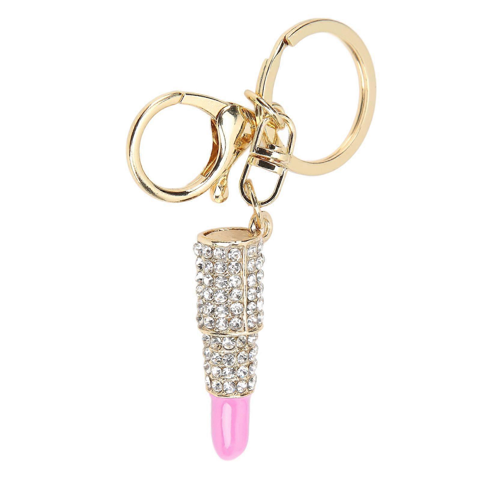 2025 Latest Model  Keychain Pendant Mini Lipstick Shape Elegant Rhinestone