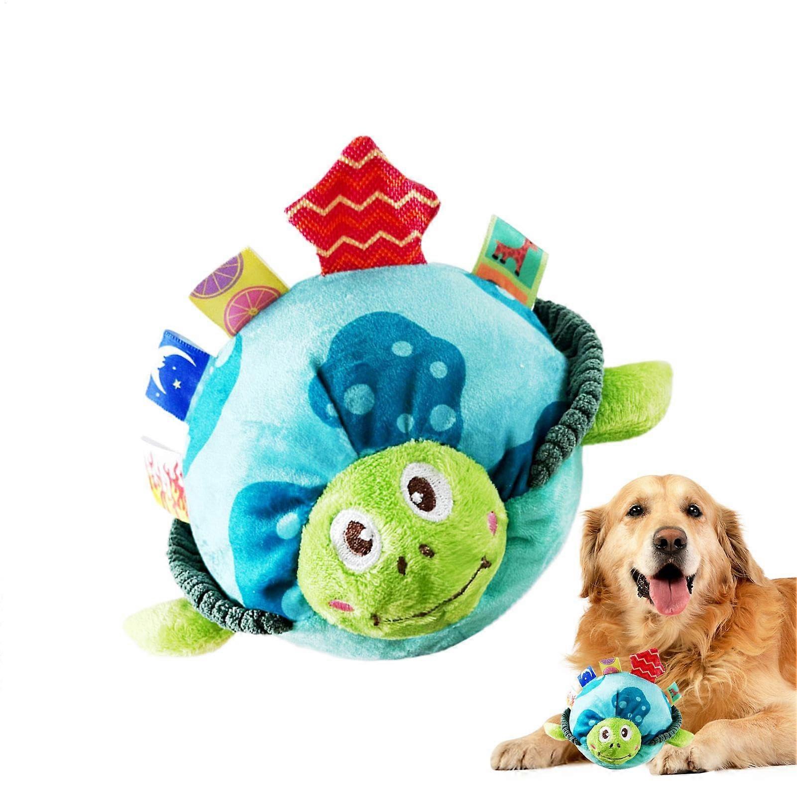 Tough Plush Squeaky Dog Toys for Interactive Chewing, Durable Turtle Ball for Small, Medium, Large Dogs