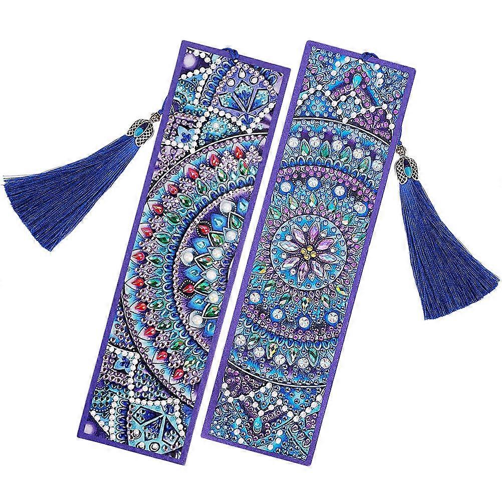 2 قطعة DIY حجر الراين الماس الفنون المرجعية كيت مع الخرز المبهر وشرابة الحبل - المواد الحرفية الآمنة لهدايا القراءة الإبداعية والديكور