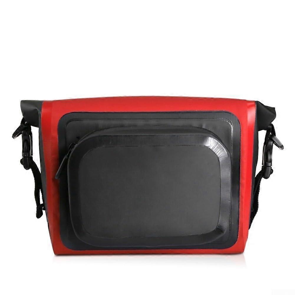 Bicycle Front Bag, Waterproof PVC Mesh-Coated Front Rack Bag For Handlebars, Red, 1.4m Adjustable Shoulder Strap