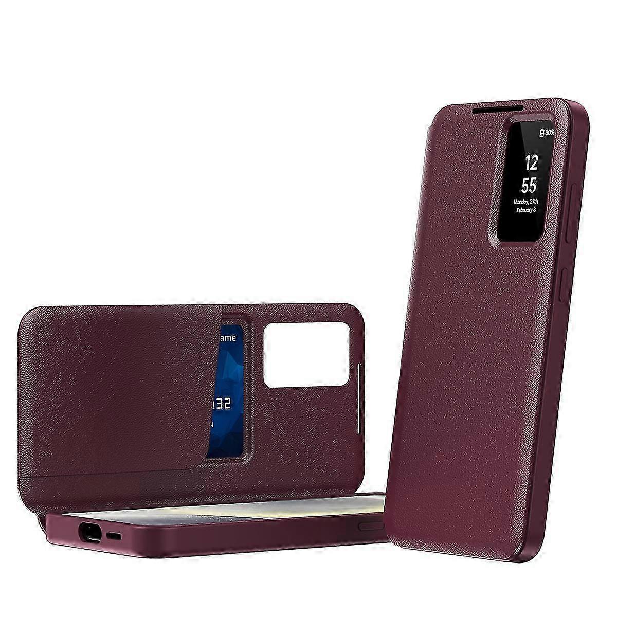 Smart View Window Leather Phone Case with Card Slot