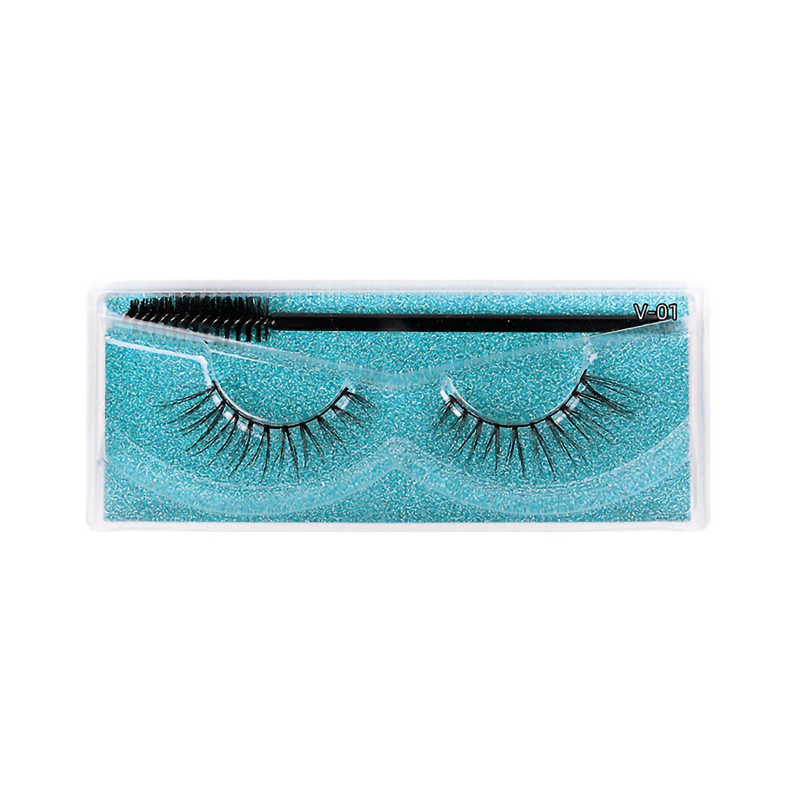 1 Pair False Fiber 3D Comfortable Strip Lash with Eyelash Brush for Everyday Stage Party Makeup