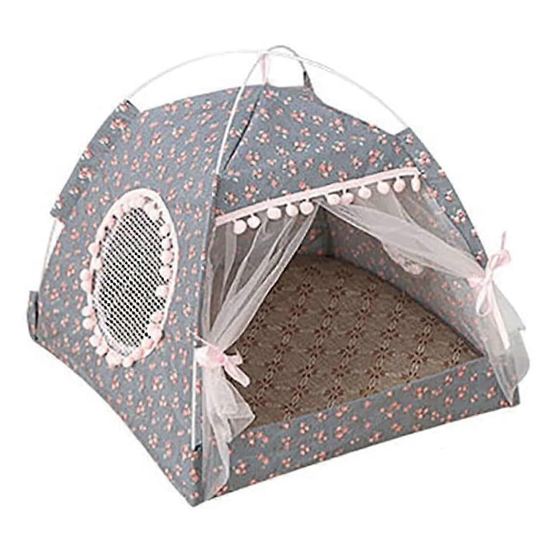 Cat Tent and Dog Tent Teepee Bed, Portable Folding Shade Tent for Pets Under 5 kg, Dark Grey, Lightweight Design