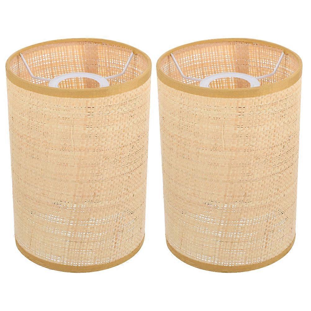 Vintage Rattan Lamp Shade Weaving Lamp Shade Rustic Style For Living .1×5.5×5.5in Decorative 2Pcs