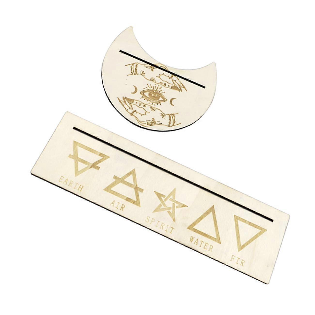 Tarot Card Holder Wooden Rectangular Card Stand Moon Phase Card Holder Card Game Storage For Tarot Cards