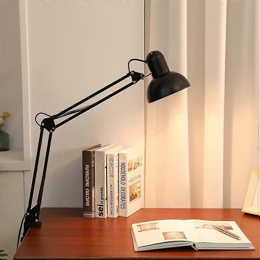 Desk Lamp Architect Lamp with Adjustable Articulated Arm, Black Metal E27 Clamp Light for Office and Reading