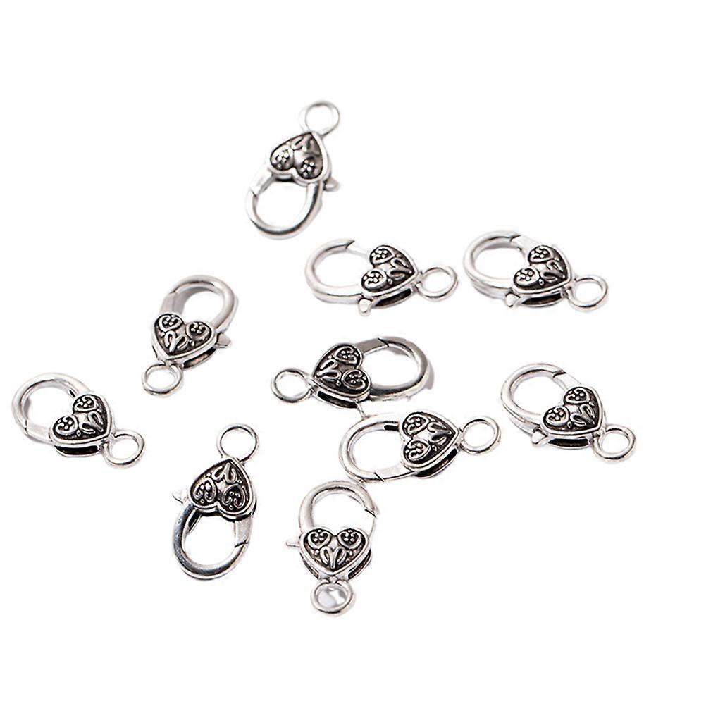 Craft Enthusiasts Jewelry Makers Diy Projects Antique Silver Alloy Love Shaped Buckles Necklace Bracelet Clasp 2.6 X 1.5 X 0.6 Cm 40 Pcs