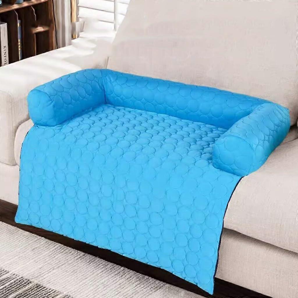 Cooling sleeper sofa, cooling dog bed, fourseason universal cooling pillow made of ice silk for small and mediumsized cats (90 * 135cm)