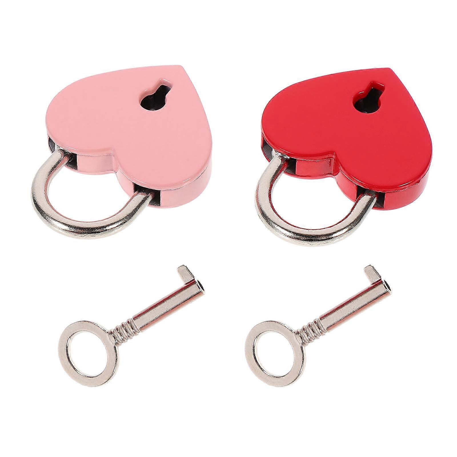 Heart-Shaped Wishing Lock Luggage Security Anti-Rust Decorative 3.70X2.90X0.70Cm Zinc Alloy 2Pcs