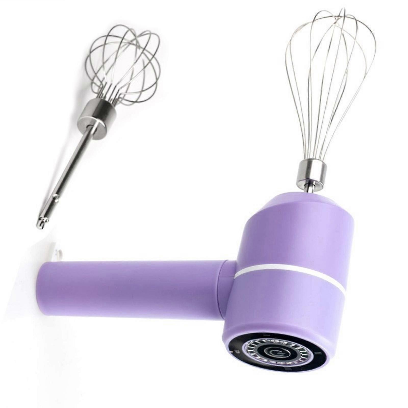Multi Function Electric Whisks 3 Speed Adjustable Cordless Nonrust Steel Head Ergonomic Baking Tool For New Hand Purple