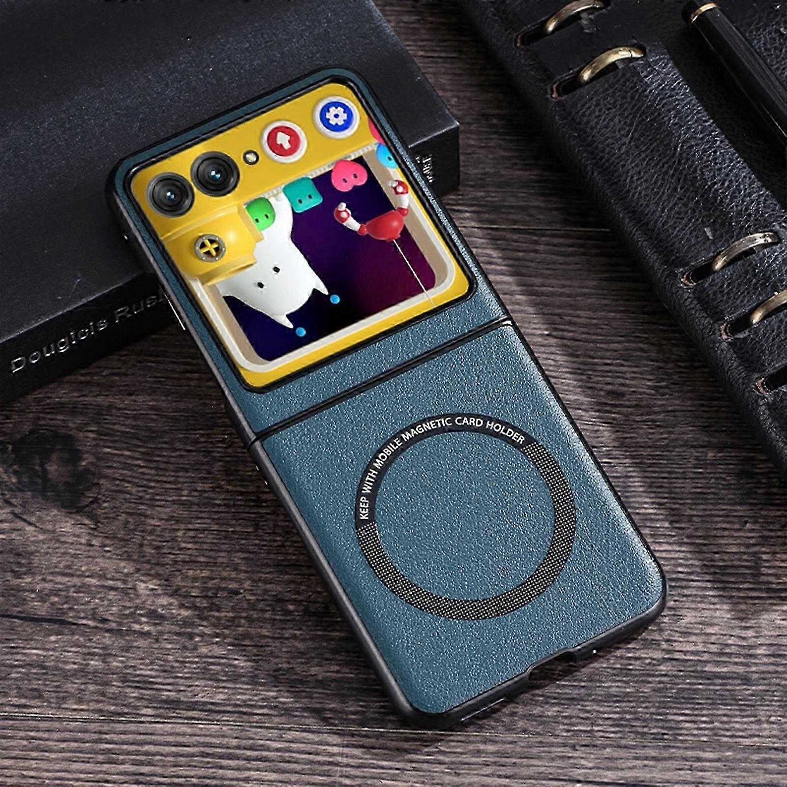 Compatible with MagSafe Case for Motorola Razr Plus 2023, PU Leather Case for Motorola Razr 40 Ultra, Slim Fit Thin Shockproof Protection Case