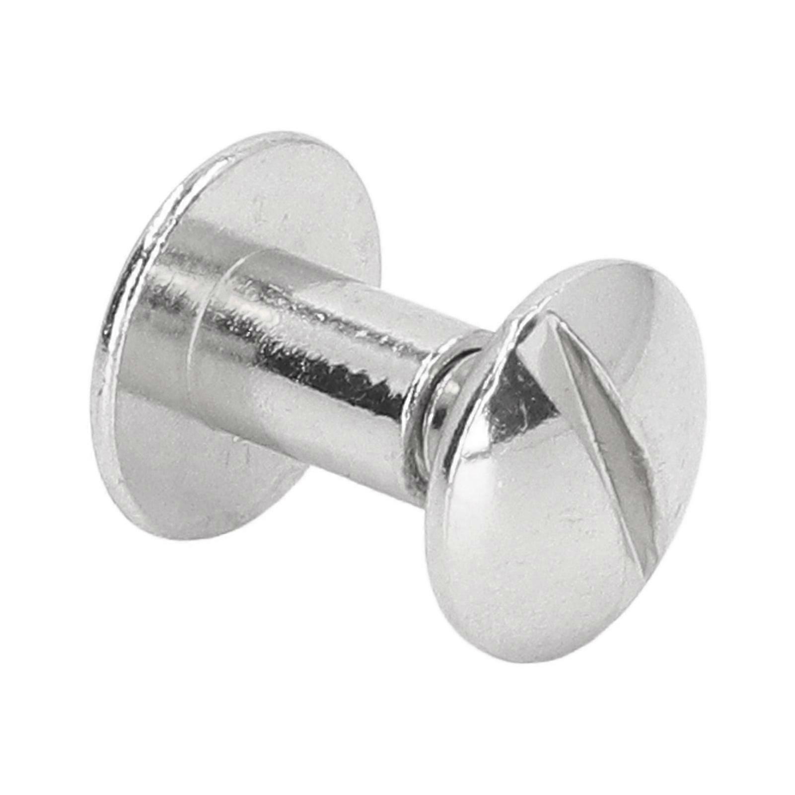 200 Sets Book Binding Screw Uniform Coating Curved Surfaces Electroplating Treatment Bookbinding Round Flat Head Stud Screw Silver