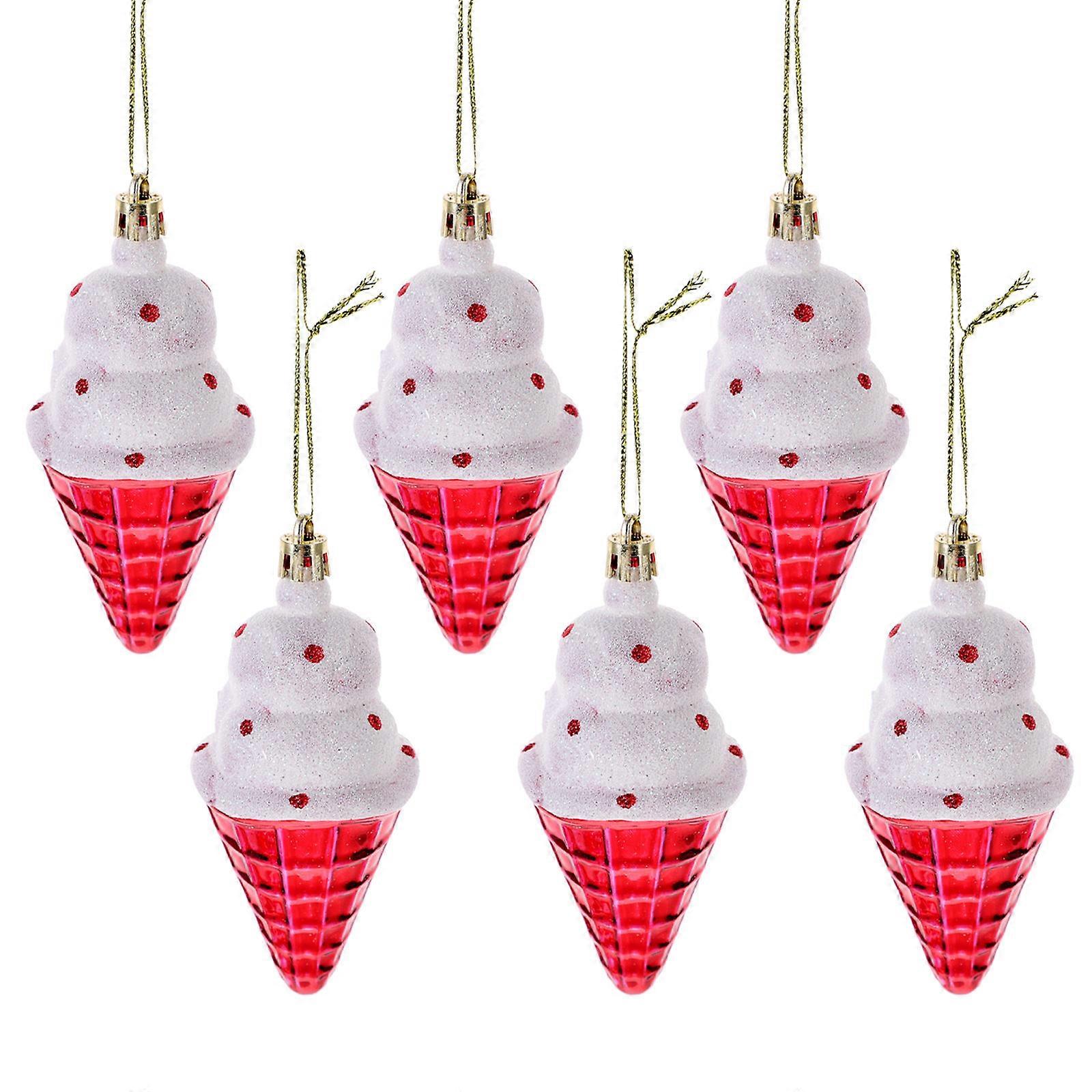 Christmas Tree Ornaments with Plastic and Complimentary Rope for Decor Use Multi 6pcs