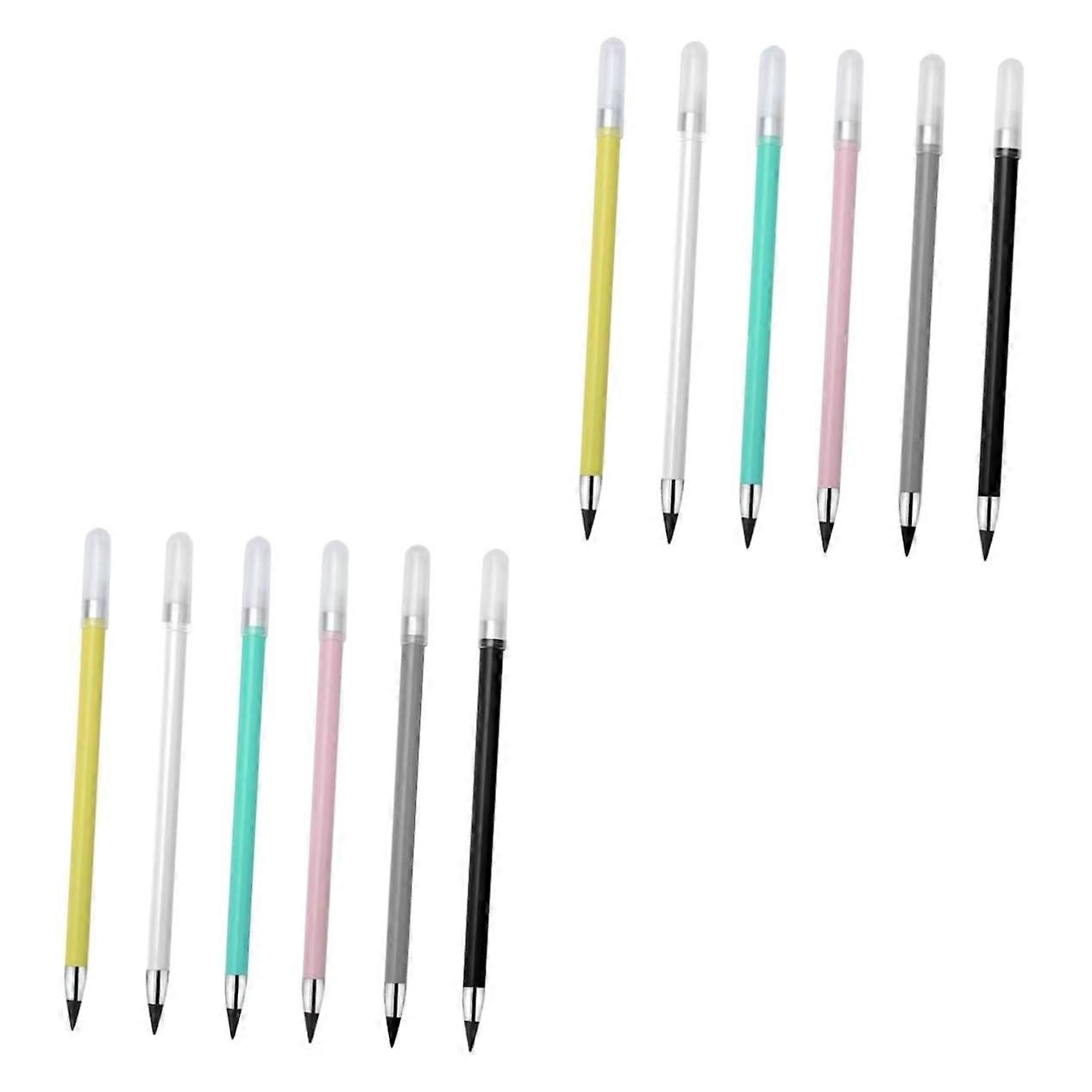 2 Sätze Löschbarer Bleistift Set - 6 Stück Tintenlose Bleistifte zum Skizzieren, Tragbar, Plastik, Ewig, Wiederverwendbar