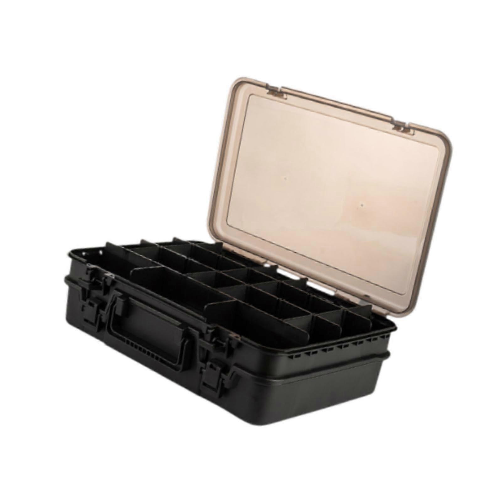 双级钓具箱钓鱼配件钓具容器盒钓具盒钓鱼盒夹具户外钓鱼配件黑色