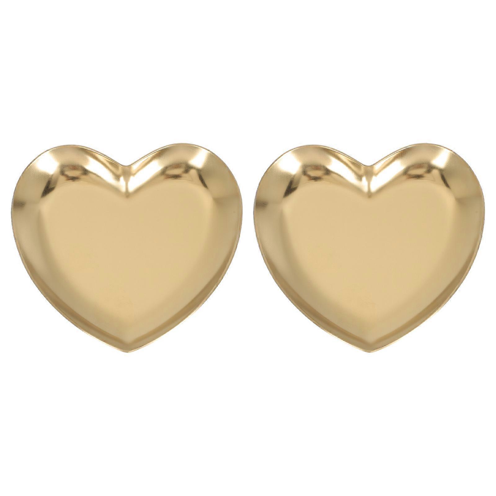 Heart Shaped Storage Tray Stainless Steel Fruit Holding Home Parties Use 9.00X8.50X1.00CM 2Pcs