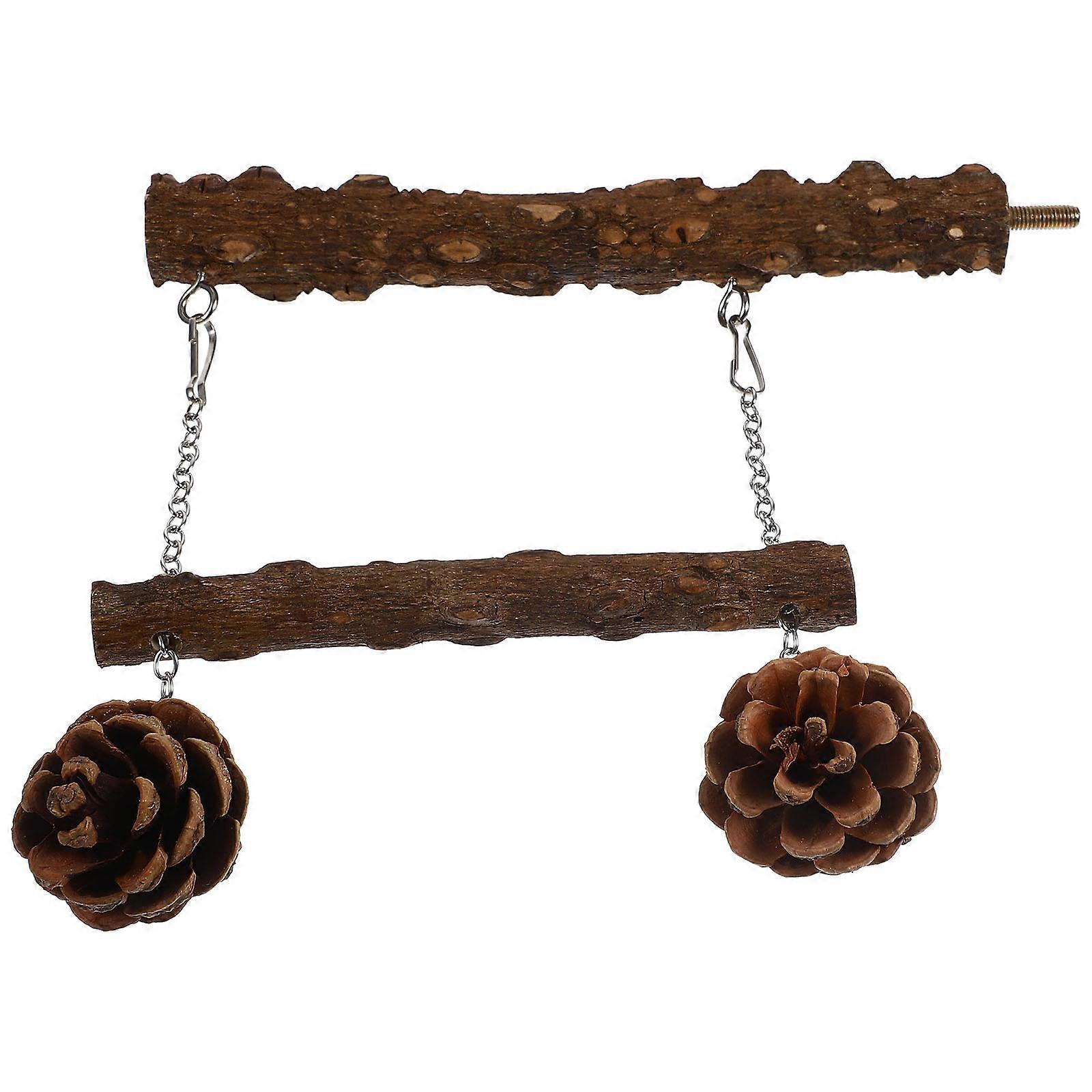 Wooden Bird Standing Rod for Parrots to Exercise and Play Light Brown 7.8 Inches