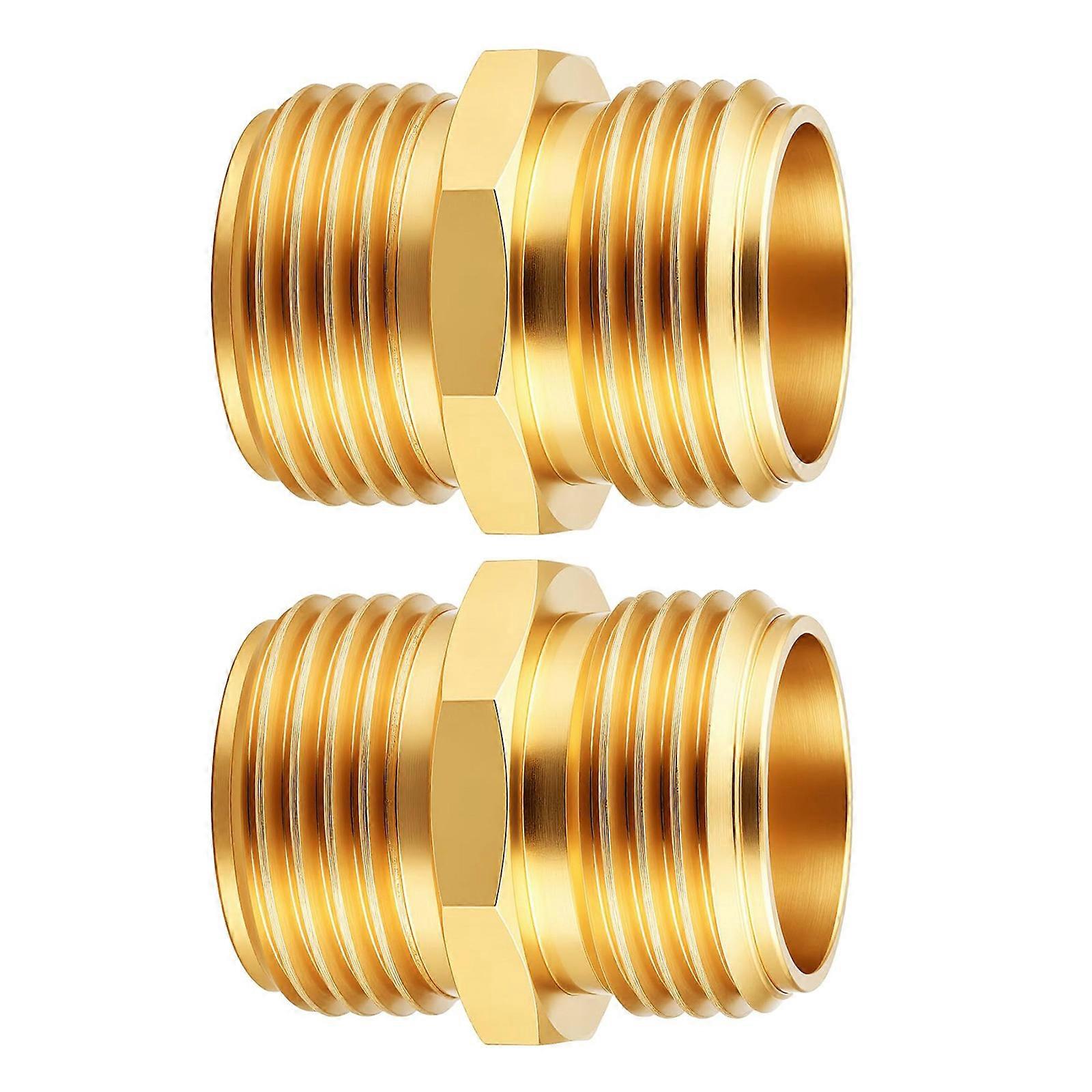 2Pcs Double Male/Female Threads Quick Connector  3/4inch Brass Hexagonal Head Adapter Replacement Hose Connector Multicolor