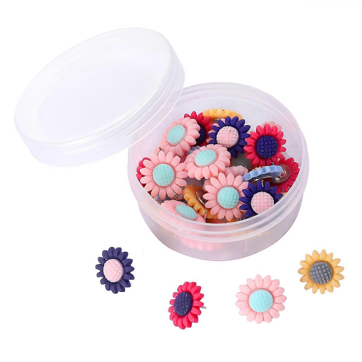 Flower Shaped Thumbtacks Metal Plastic Map Marking Posting Notes 30Pcs