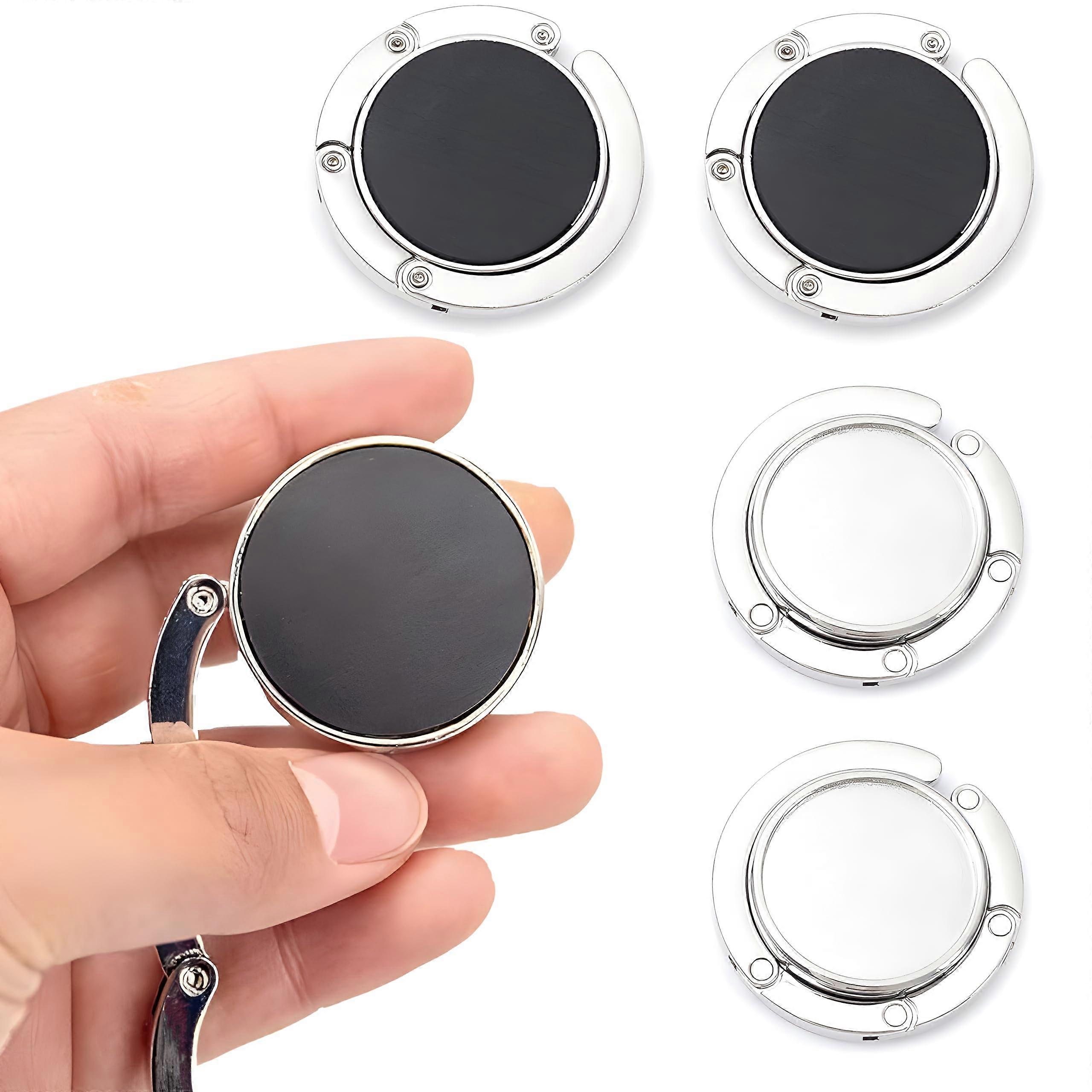 Portable Handbag Hooks Pack of 4, Foldable Multifunctional Purse Hook for Tables, Desks, Restaurants, Silver Finish