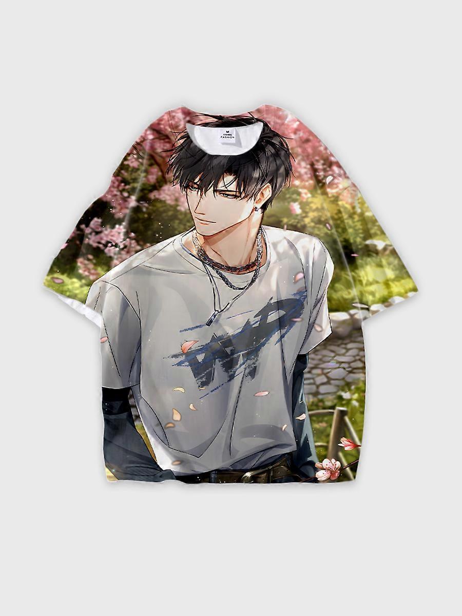 Camiseta cuello redondo Role Pattern manga corta holgada E913