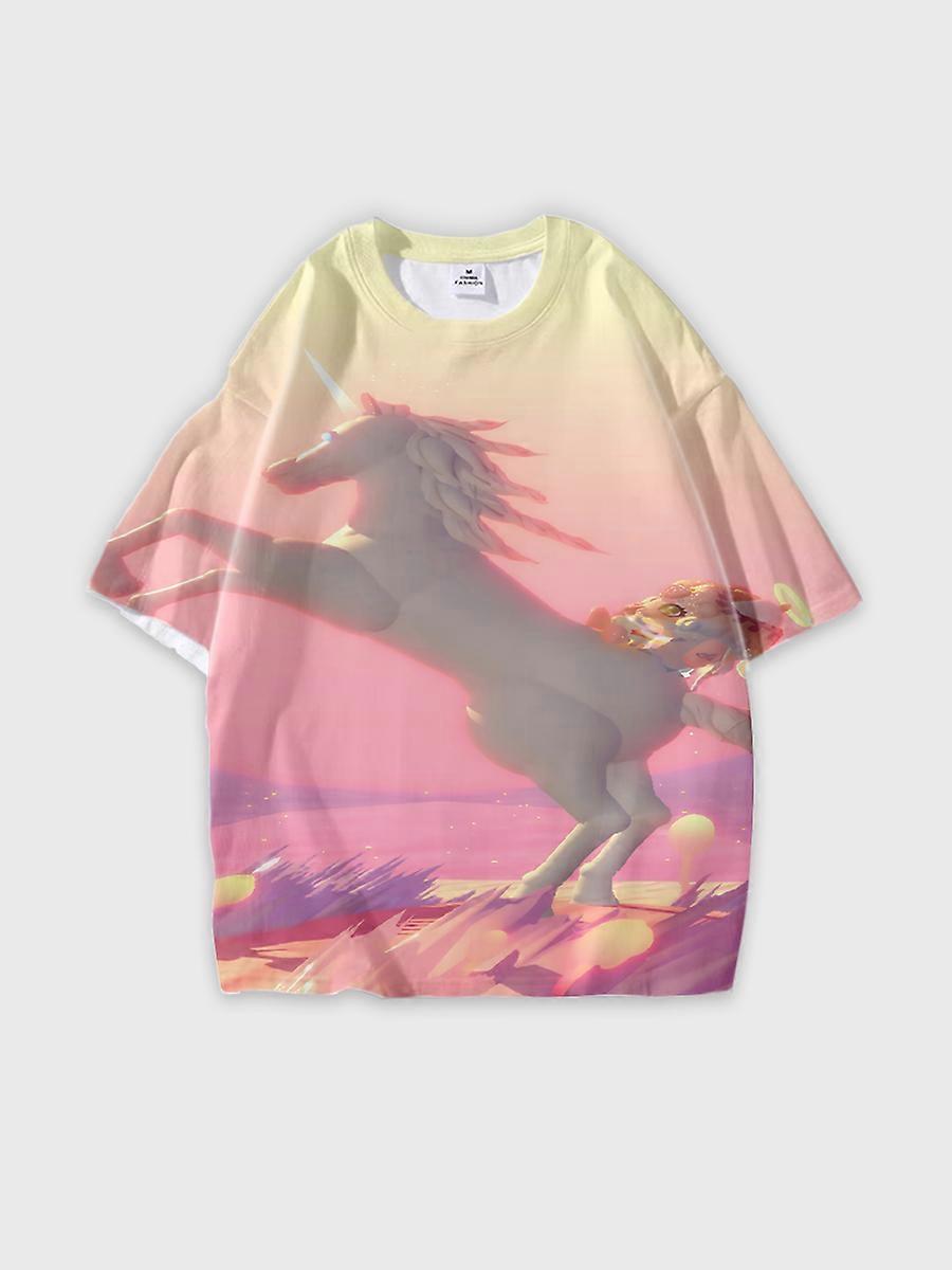 T-shirt round neck Pattern loose short sleeve C2484