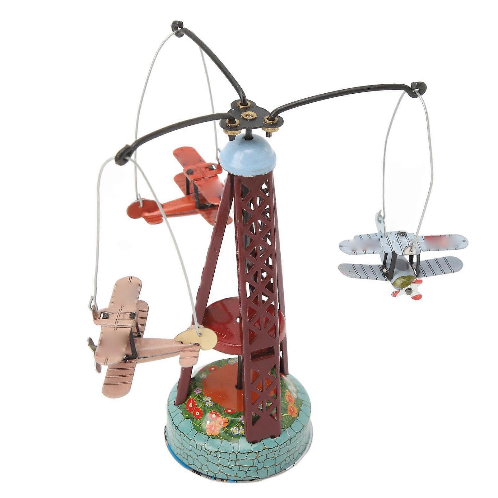 Aircraft Model Kits Double Decker Tinplate Rotating Plane Toy Nostalgia Ornament