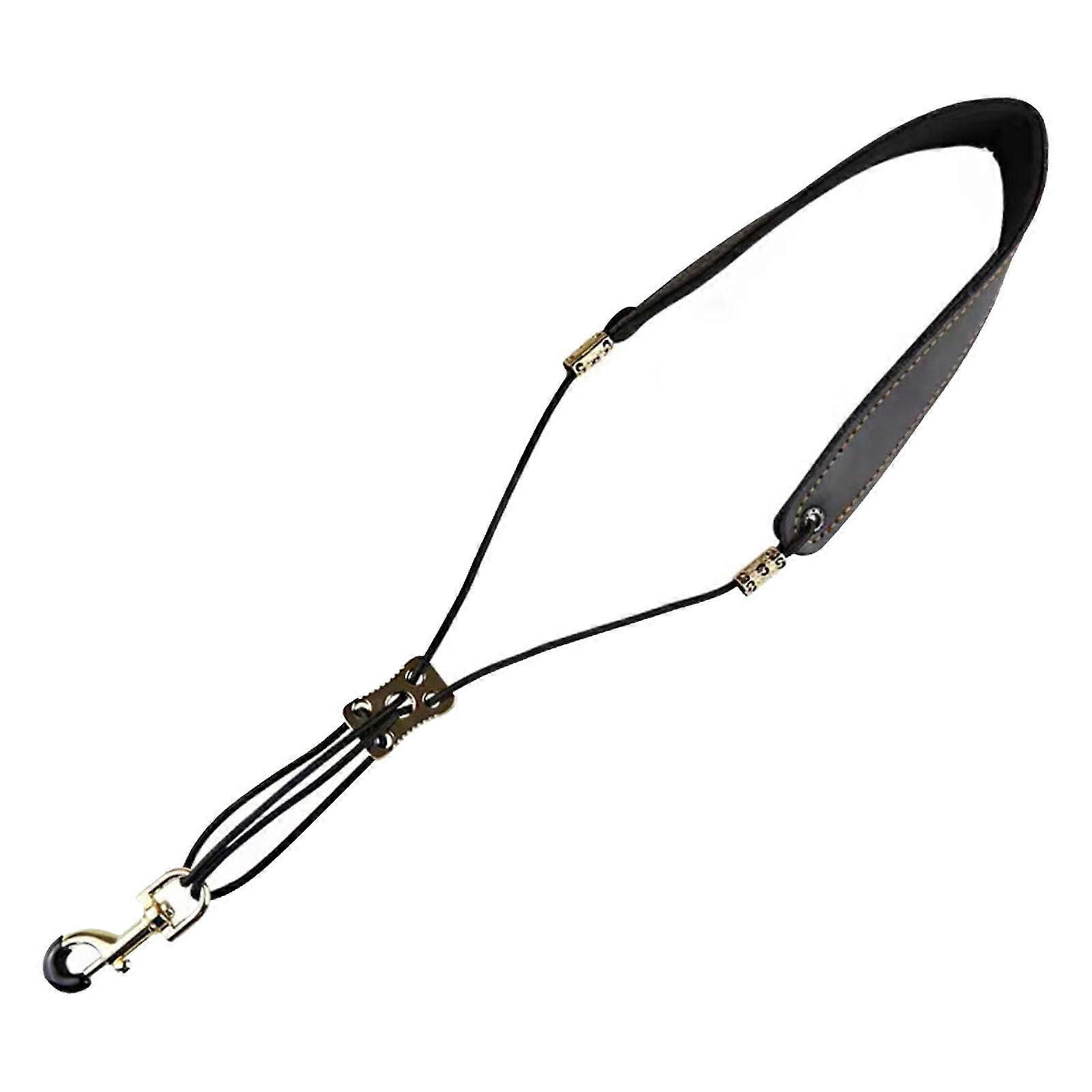 Adjustable Saxophone Shoulder Strap, PU Leather, Padded, Black, Comfortable Harness For Beginners