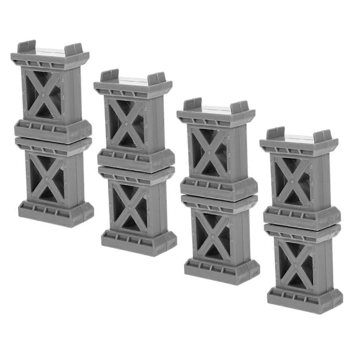 8-Piece Train Accessories Model Grey Bridge Pillars Simulation Support for Toy Railroads Plastic Construction