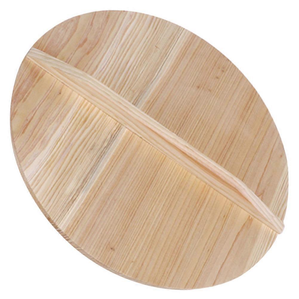 Heat Resistant Large Round Wood Lid for Household Wok 1 Piece