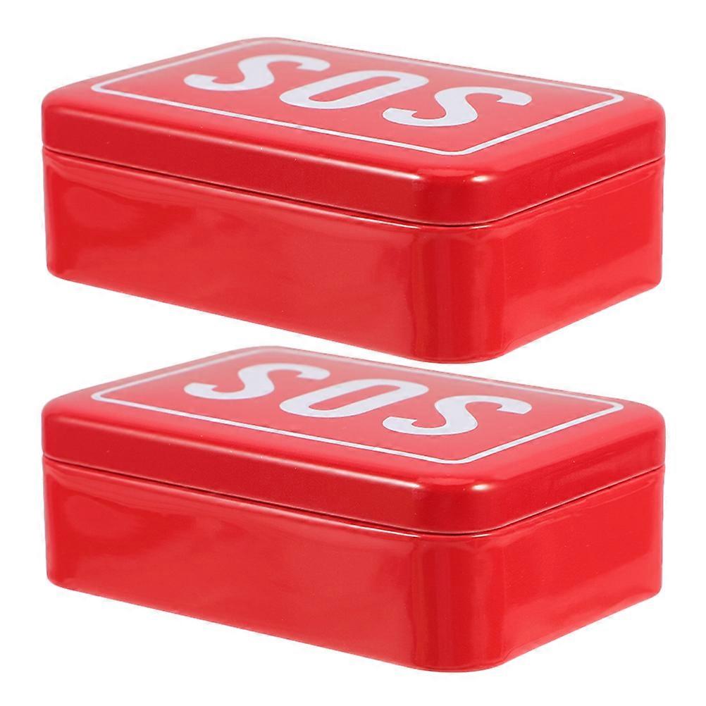 SOS Survival Tin Metal Medicine Box Designed For Outdoor Enthusiasts In Emergency Situations Measuring 9.50X6.50X3.00CM 2Pack