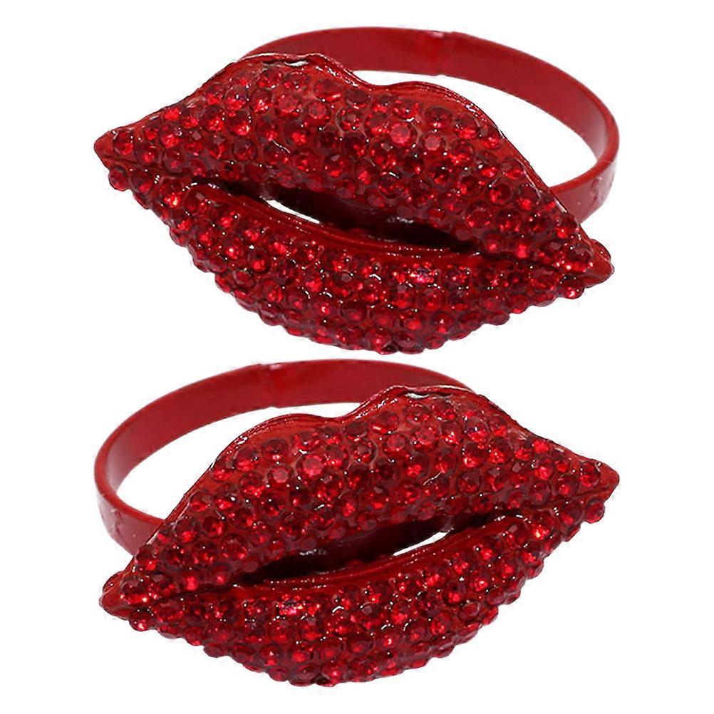 Romantic Red Napkin Rings Set with Alloy Material for Table Decor and Special Occasions 2pcs