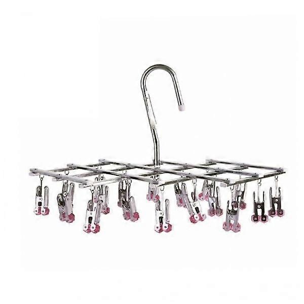 Stainless steel drying rack, foldable drying rack, hanging drying rack, windproof, 18 clips