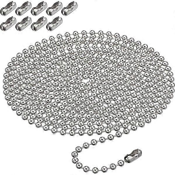 10ft beaded chain with 10 assorted connectors for vertical blind replacement (4.5mm, silver)