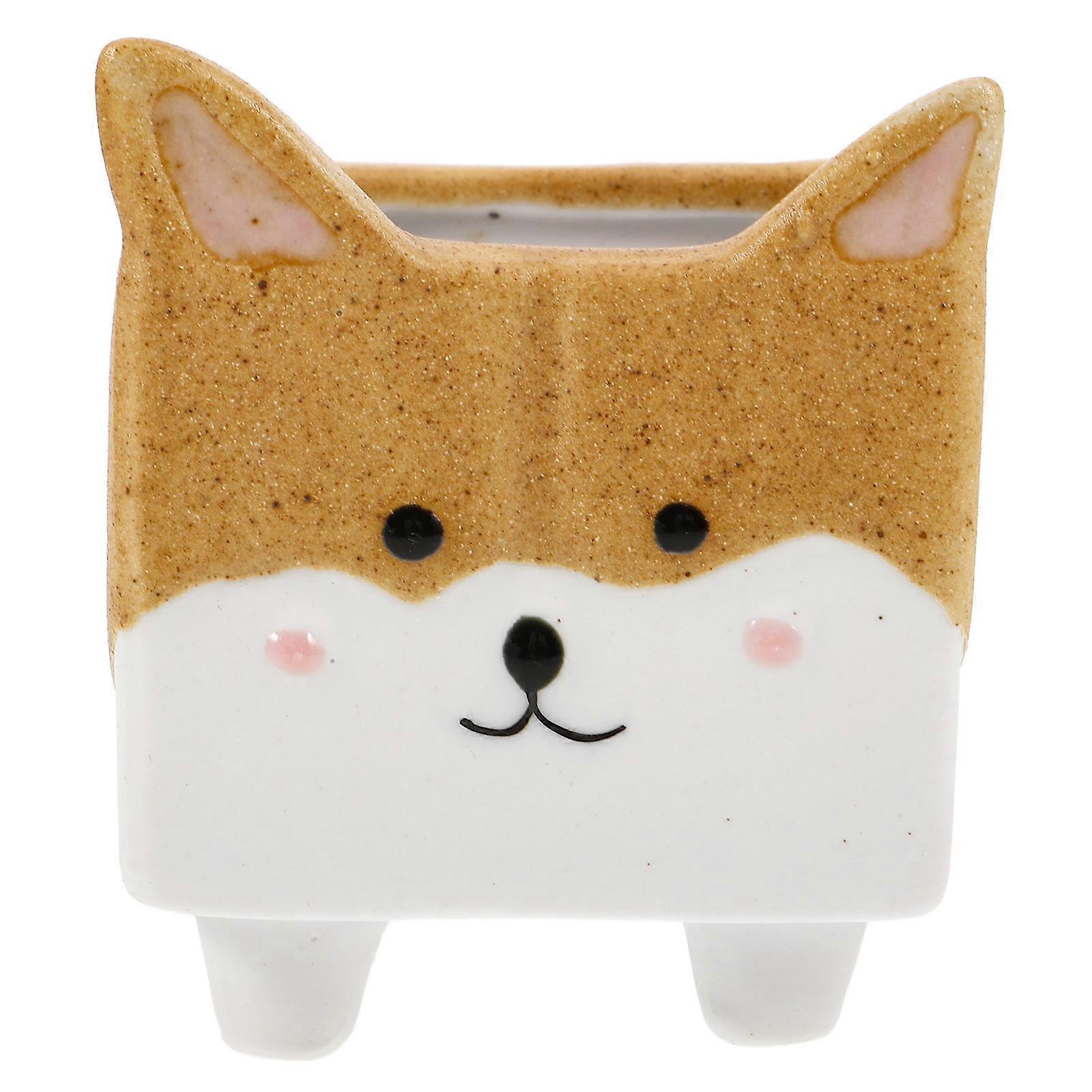 Creative Cartoon Corgi Design Ceramic Flower Pot for Home Multi 1pc Suitable for Succulent Container