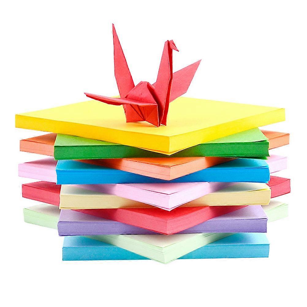 5 Packs Square Origami Colorful Paper Cuttings Paper Crane Paper Foldable Manual Paper Cutting for DIY Craft(100 Sheets for Each Packs Random Color)
