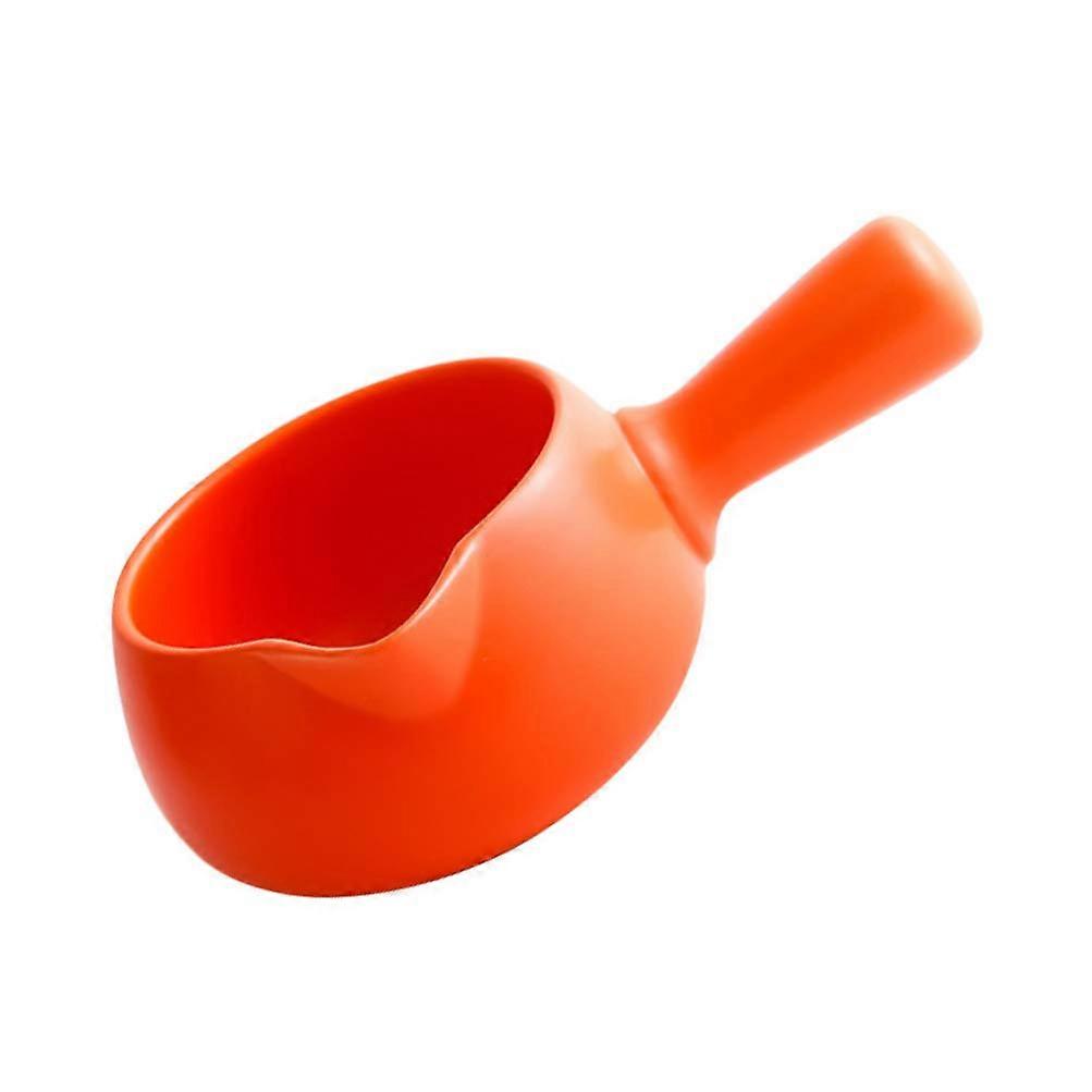 Milk Pot 700ml Enamelled With Handle Butter Warmer Ceramic Soup Pot With Pour Spout Gold Color