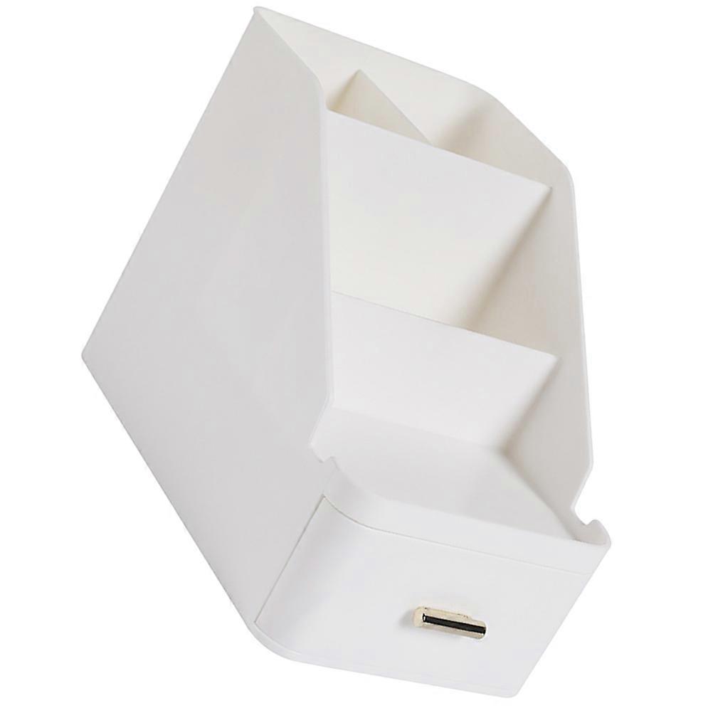 White Desktop Organizer with Drawer for Storage Use Made of Safe and Smooth Edge 70 Characters
