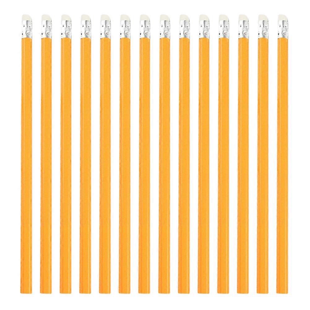 100pcsの木製鉛筆、消しゴム付き家庭用ゴム紙学用品オレンジ色